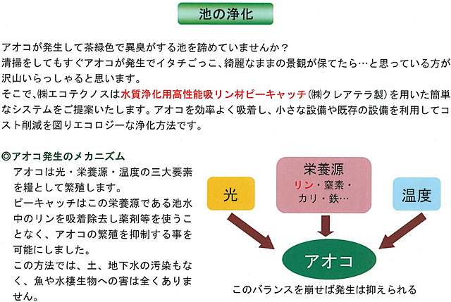 池の浄化 エコテクノス